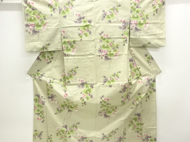 JAPANESE KIMONO / YUKATA / COTTON / FLORAL PLANTS